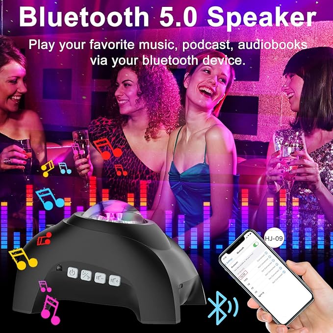 Star Projector, Northern Galaxy Aurora Lights Projector with 33 Light Effects Bluetooth Speaker & White Noise, Remote Control Night Light for Bedroom, Room Decor, Gift for Kids Adults (Jet Black)