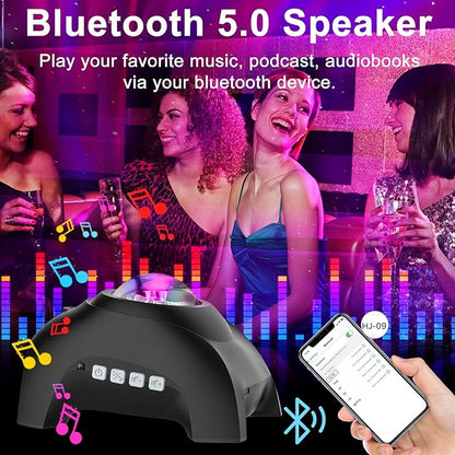 Star Projector, Northern Galaxy Aurora Lights Projector with 33 Light Effects Bluetooth Speaker & White Noise, Remote Control Night Light for Bedroom, Room Decor, Gift for Kids Adults (Jet Black)