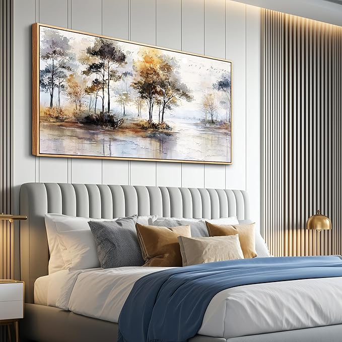 Wapluam Landscape Wall Art,Abstract Wall Art Artwork Forest Canvas Wall Art Vintage Trees Pictures Decor Canvas Painting Framed Ready To Hang Living Room Bedroom And Office Wall Decor 20x40 Inch