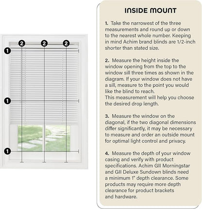 Cordless Light Filtering Mini Blind - 45 Inch Width, 25 Inch Length, 1" Slat Size - Pearl White - Cordless GII Morningstar Horizontal Windows Blinds for Interior by Achim Home Decor