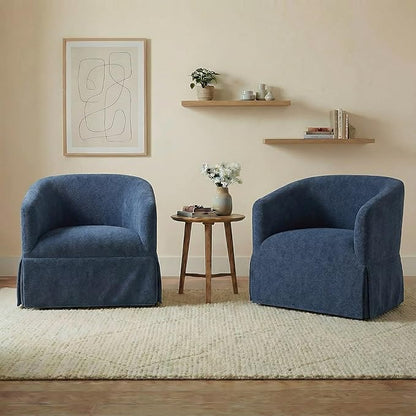 Swivel Accent Chair, 360 Degree Performance Fabric Armchair Modern Barrel Chairs Armchair for Living Room Bedroom Home and Office,Blue