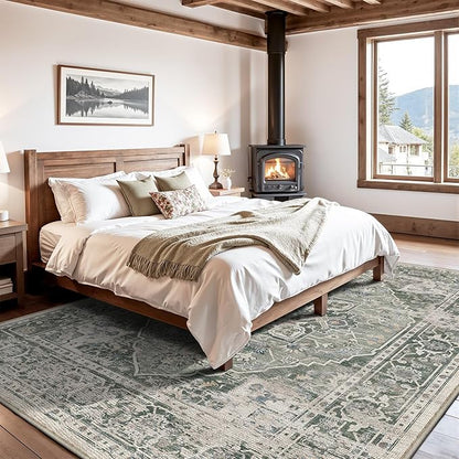 LUMI 8x10 Washable Area Rug for Living Room, Ultra Soft Stain Resistant Carpet with Non Slip Rubber Backing, Non-Shedding Low Pile Rugs for Bedroom, Dining Room, Indoor, Office