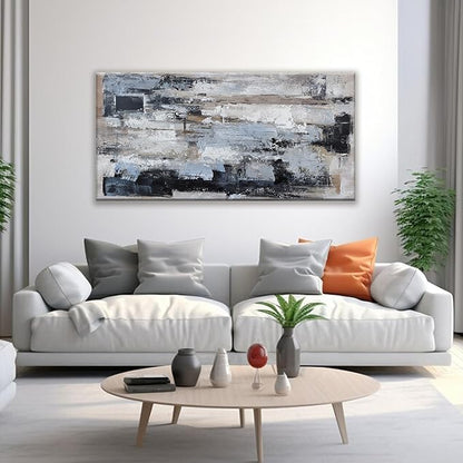 KUPTEU Canvas Wall Art Decor Modern Large Wall Art For Living Room Abstract Art Blue Black Wall Art Prints Artwork for Walls Abstract Canvas Art Wall Decor Bedroom Office Decor 24"x48"