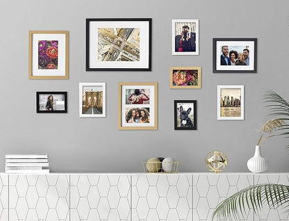 Kate and Laurel Gallery Modern Glam Frame Set, Set of 10, Black, White, and Gold
