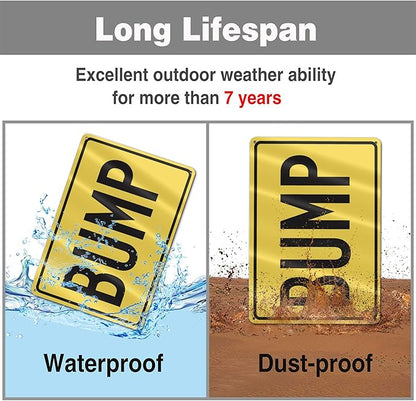 Tin Sign Warning Bump, Road Business 8x12 Inches Aluminum Metal Vintage Sign