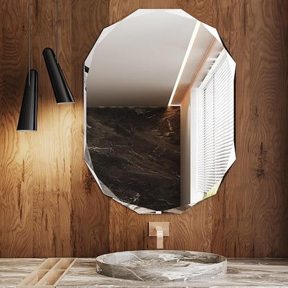 AUYHM Frameless Bathroom Mirror 30x40,Bathroom Mirrors for Over Sink,Oval Bathroom Mirrors Beveled Edge entryway Horizontal and Vertical,espejos decorativos de pared