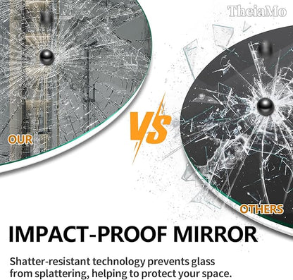 Round LED Mirror for Bathroom, 44" Circle Frameless Backlit Mirror with Lights, Wall Mounted Vanity Mirror, 3 Colors, Dimmable, Anti-Fog, IP65 Waterproof, Memory Function, UL Listed