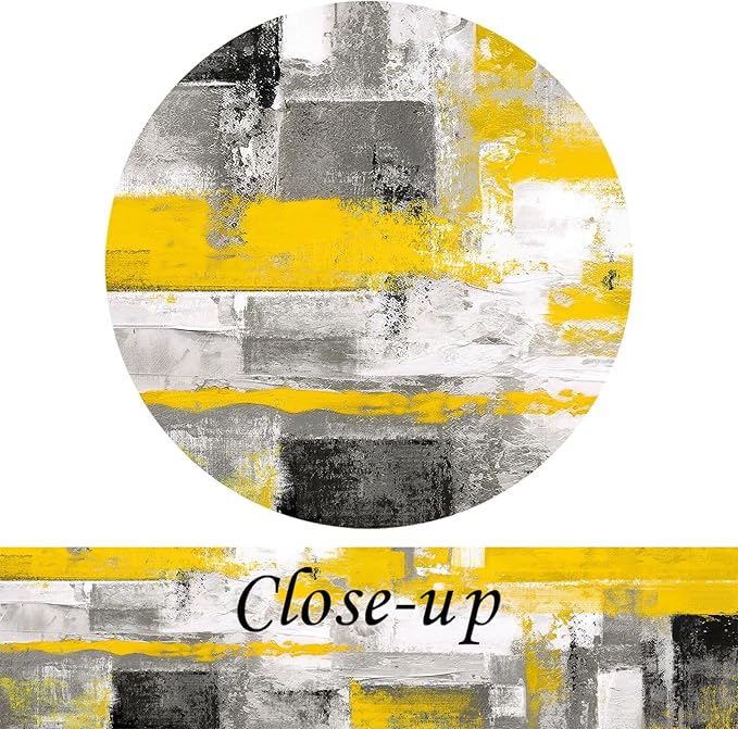 KREATIVE ARTS 3 Pieces Abstract Canvas Poster Prints Contemporary Creative Yellow Grey Picture Wall Art Framed Artwork Ready to Hang Living Room Bedroom Each Panel 12x16 Inches