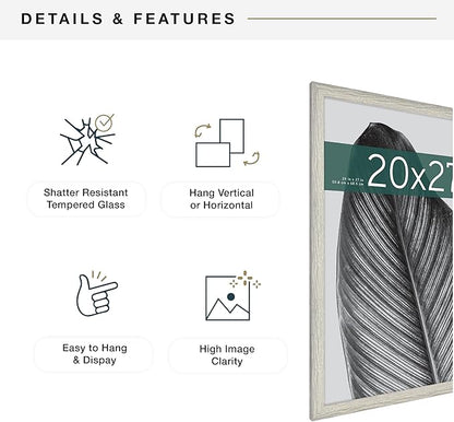 MCS Studio Gallery 20x27 Poster Frame Gray Woodgrain Engineered Wood, Vertical & Horizontal Wall Hanging Large Picture Frame for Photos, Posters & Art Prints (1-Pack)