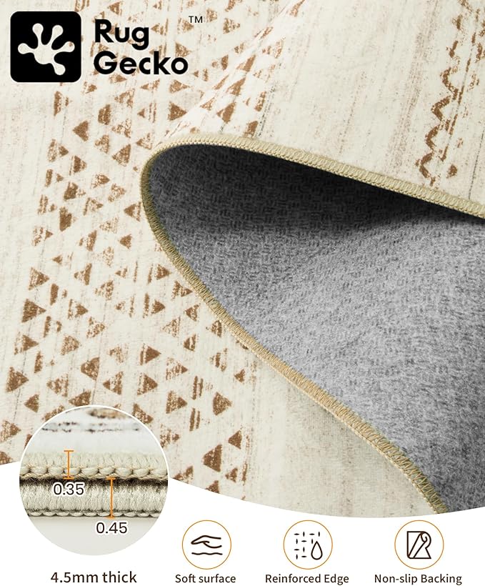 Miukiki 9x12 Area Rug for Living Room Moroccan Washable Rugs Non Slip Indoor Floor Carpet Foldable Large Soft Area Rug for Dining Room Bedroom with Low Pile(Brown,9'x12')