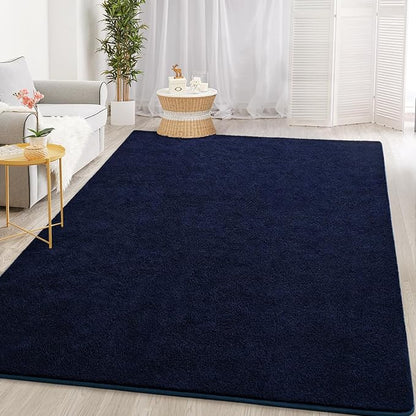 Gifeas Large Ultra Soft Modern Area Rugs for Living Room Bedroom, 5x8 Feet Navy Blue Thickened Memory Foam Indoor Solid Minimalist Carpets, Non-Slip Comfy Rug for Boys Girls Nursery Room Home Decor