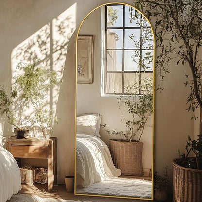 Full Length Mirror, 59"x19" Oversized Arched Mirror Large Standing Mirrors, Tall Mirrors Body Floor Mirror for Bedroom Living Room Aluminum Frame, Gold