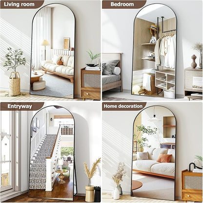 Easly 46"x76" Extra Large Arched Full Length Mirror - Leaning Mirror Arch Wall-Mounted Mirrors - Aluminum Alloy Frame Modern Simple Home Decor - for Living Room Bedroom Cloakroom