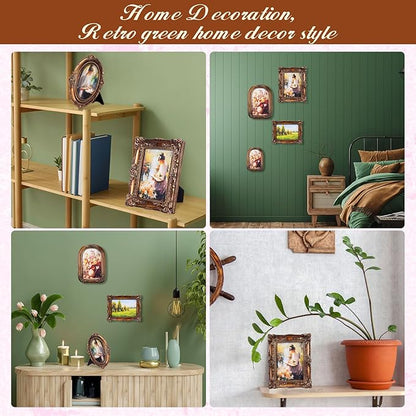 Geetery 4 Pcs Vintage Picture Frames Set, Bronze Ornate Baroque Frames for Gallery Wall, Antique Victorian Decorative Photo Frame for Tabletop or Wall Display, Shabby Cottagecore Home Decor