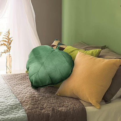 3 Pcs Leaf Shaped Pillow - 20 x 20 Inches, 3D Leaves Soft Throw Pillow Decorative Sofa Cushion, Green Plant Home Decoration for Car, Bedroom, Sofa, Living Room