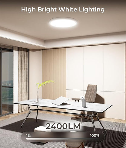 DeckTok 12 Inch Smart Ceiling Light, 2400LM RGBCW LED Flush Mount Ceiling Light Work with App & Voice Control, 2700K-6500K Dimmable LED Ceiling Light Fixture for Living Room Bedroom Game Room, 2 Pack