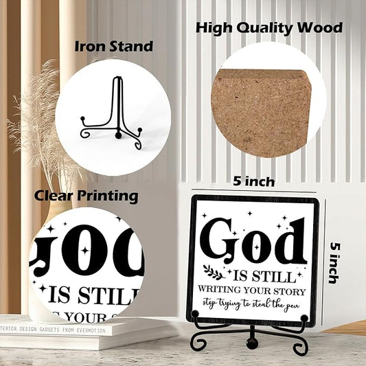Home Decor, Farmhouse Shelf Decor For Living Room, Boho Aesthetic Table Decorations, Christian Gifts For Women Men, Entryway Tv Stand Fireplace Mantle Coffee Table Decoration (story-05)