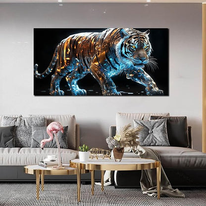 Ouzzlie Large Tiger Wall Art for Living Room Animal Canvas Picture Black Wall Decor Art for Bedroom Big Print Home Office 24" x 48"