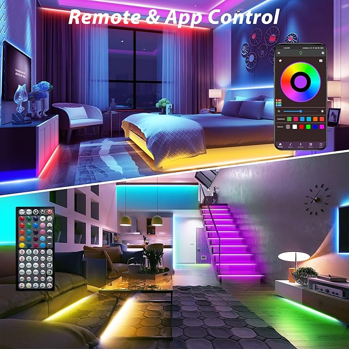 Ledagic Led Lights for Bedroom 400 ft (4 Rolls*100ft) Music Sync RGB Led Strip Lights with Remote App Control, Color Changing Led Lights for Room Home Kitchen Party Decor