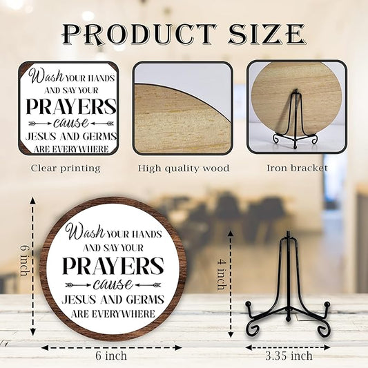 Funny Bathroom Decor, Wash Your Hands Sign, Modern Farmhouse Bathroom Decor, Hand Washing Signs For Home, Restroom Decor Plaque With Stand, Half Bath Decor, Farmhouse Rustic Bathroom Decor-40