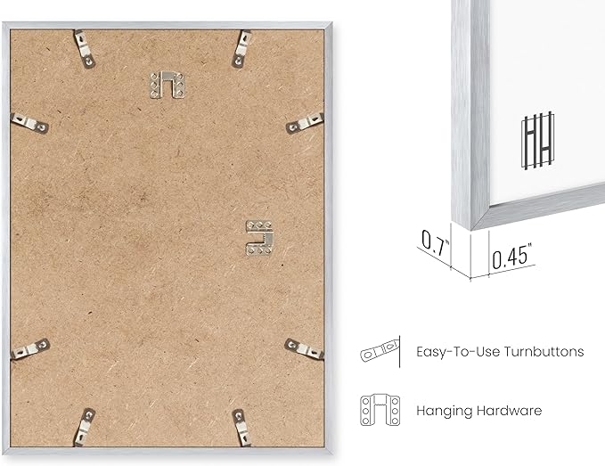 HAUS AND HUES 9x12 Silver Metal Picture Frames - Premium Aluminum with Vertical & Horizontal Hanging, Shatterproof Plexiglass - Perfect for Home or Office (9x12 in, Silver, Set of 9)