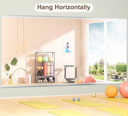 Hasipu Home Gym Mirror 83" L x 39" W - 1PC Large Full Body Mirror for Yoga, Fitness, Garage, Dance Studio, Wall-Mounted, 0.16in Tempered Glass Frameless