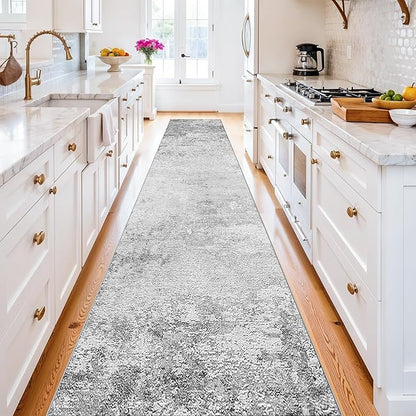 Abstract Washable 2x10 Runner Rug: Non-Slip Entryway Hallway Kitchen Rugs Indoor Low Pile Stain Resistant Carpet Soft Foldable Runners Ultra Thin Home Decor Gifts for Housholds/Newlyweds 2X10 Grey
