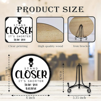 Funny Bathroom Decor, Rustic Wooden Sign, 6 Inches, Stand Closer It's Shorter Than You Think