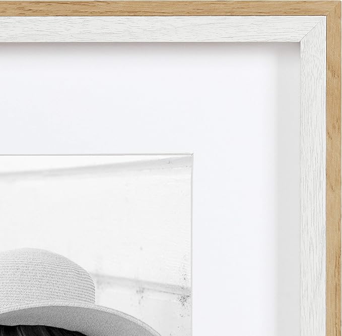 Kate and Laurel Gibson Transitional Frame Set, Set of 4, 11" x 14", White and Natural, Casual Frames for Any Room in The Home