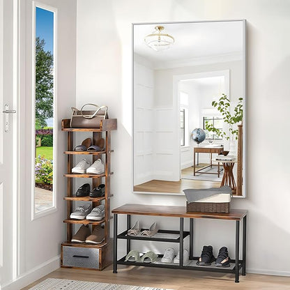 COFENY 40x60inch Silver Bathroom Mirror, Silver Rectangle Mirror with Frame, Large Rectangular Wall Mirrors for Bathroom, Living Room, Hair Salon, Big Farmhouse Mirror Hang Horizontal/Vertical