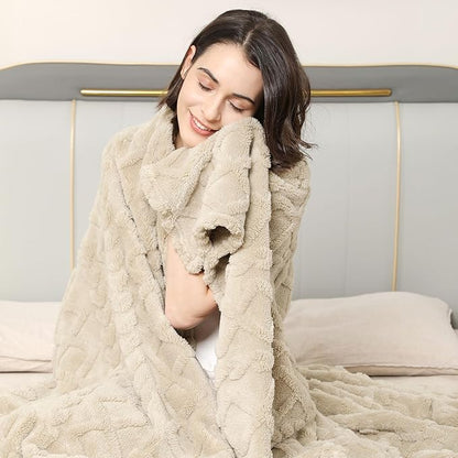 Aganear King Size Blanket - Portable, Breathable & Skin-Friendly for Couch, Sofa, Bed, Office (108"x90", Khaki)