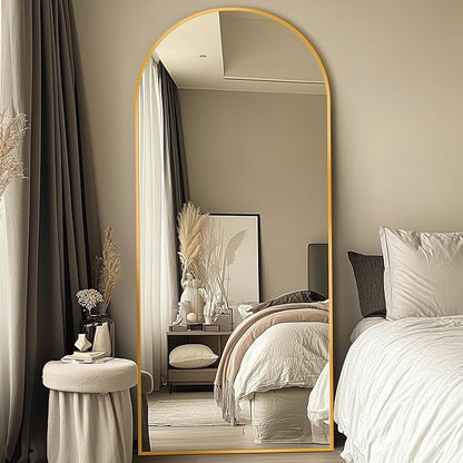 Full Length Mirror, 71"x28" Oversized Arched Mirror Large Standing Mirrors, Tall Mirrors Body Floor Mirror for Bedroom Living Room Aluminum Frame, Gold