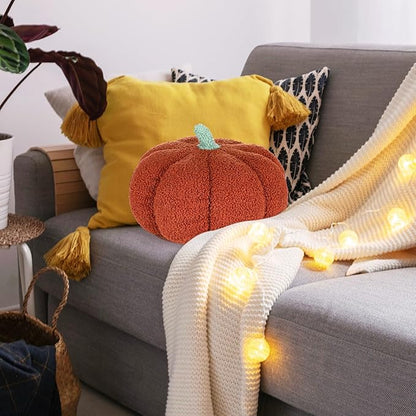 Kajaia 2 Pcs Simulated Pumpkin Plush Pillow 11 x 9.5 Inch 3D Cushion Fall Decorations Stuffed Throw Pillows Toy for Fall Halloween Thanksgiving Bedroom Sofa Couch Supplies (Yellow,Brown)