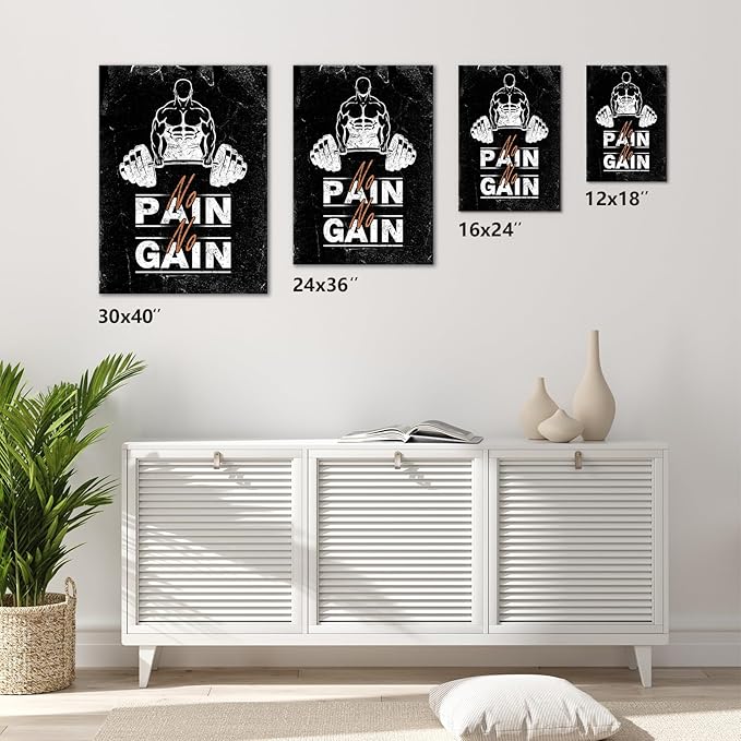 Motivational Wall Decor, Exercise Fitness Motivation Artwork, Inspirational Office Wall Art, Wooden Framed Encouraging Wall Art Print, Inspirational Canvas Wall Art for Office, Living Room