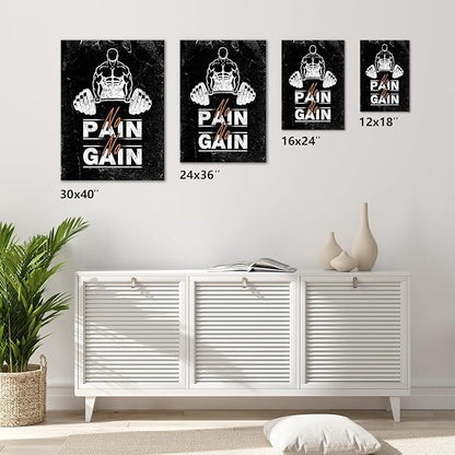 Motivational Wall Decor, Exercise Fitness Motivation Artwork, Inspirational Office Wall Art, Wooden Framed Encouraging Wall Art Print, Inspirational Canvas Wall Art for Office, Living Room