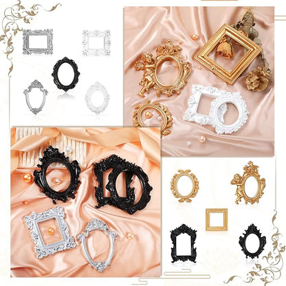 Yulejo 10 Pcs Vintage Gold Mini Frames Set, Baroque Victorian Ornate Decorative Frames for Gallery Wall Decor, DIY Jewelry Display, Antique Frame for Home, Wedding, Room, No Glass or Backing (Retro)