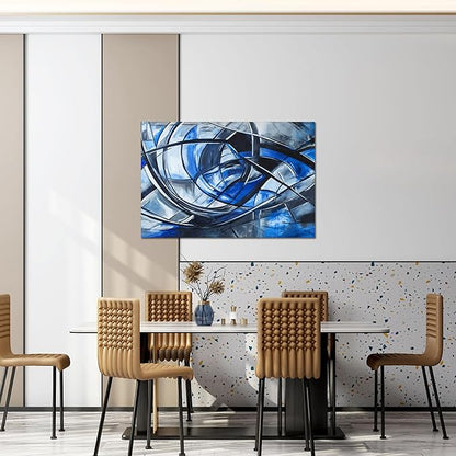 Abstract Wall Art Decor Modern Wall Art Pictures for Living Room Canvas Art Wall Decor Abstract Blue Wall Art Prints Artwork for Walls Black and White Wall Art Decorations Home Office Decor 24" X 36"