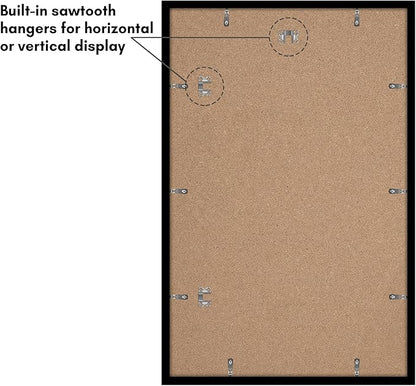 Americanflat 18x28 Picture Frame with Polished Plexiglass - Set of 5 - Use as 14x24 Frame with Mat or Display 18x28 Photo Without Mat - Galleria Collection - Picture Frames for Wall Display - Black