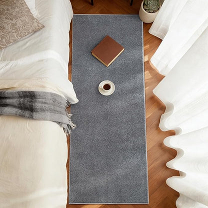 FinRèc 2x8 Washable Runner Rugs for Kitchen Hallway Bedroom, Low Pile Thin Rug Solid Color, Non-Slip Carpet Indoor for Home Decor (Pure Dark Grey)