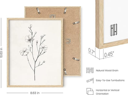 HAUS AND HUES Grey Floral Wall Art - Set of 4 Plant Posters for Wall Vintage, Botanical Prints, Black and White Flower Pictures for Room Aesthetic, Farmhouse Bathroom, Rustic Art (Beige Frame, 8x10)