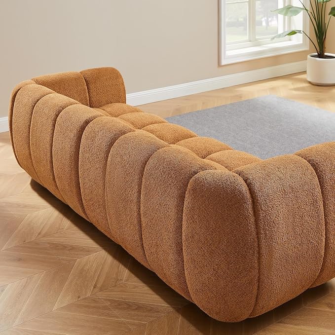 VANOMi 88" Oversized Boucle Sofa, Modern Upholstered Tufted Cloud Couch, Deep Seat Boucle Sofa,Cozy Modern 3 Seater Couch for Living Room, Bedroom, Apartment