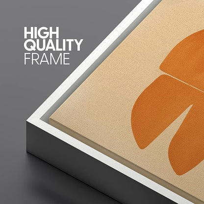 SIGNLEADER Framed Canvas Print Wall Art Set Retro Geometric Mid-Century Polygons Abstract Shapes Illustrations Minimal Decorative Bohemian Nordic for Living Room, Bedroom, Office - 16"x24"x3 WHITE