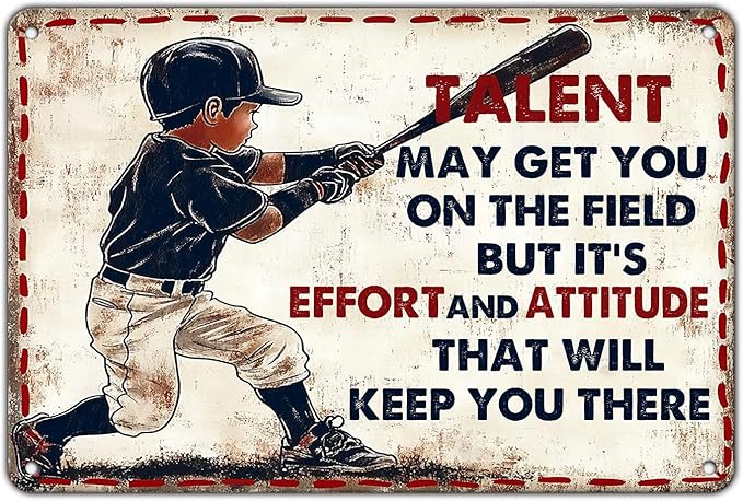 Vintage Tin Sign Baseball Decor for Boys Room Baseball Wall Decoration Motivational Quote Baseball Sign Baseball Posters For Boys Bedroom Wall Decoration 8x12 Inch
