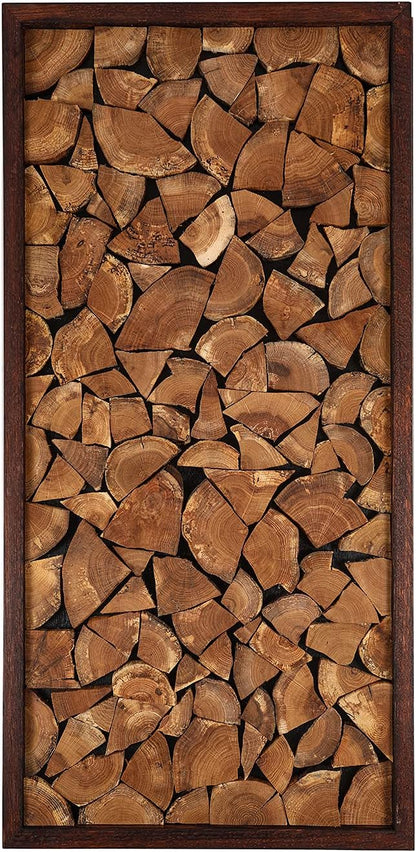 CONSDAN Wood Wall Decor | USA Grown Hardwood, Rustic Wooden Wall Art, Home Decorations for Living Room and Bedroom Aesthetic, Framed and Ready to Hang, End-Grain, 36" x 18"