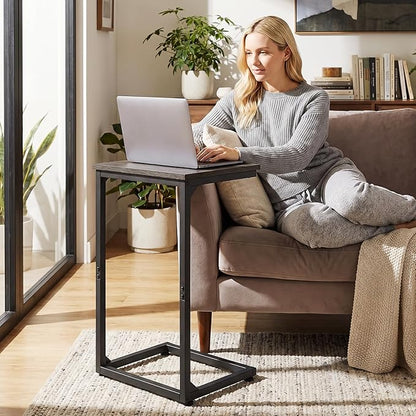AMHANCIBLE C Shaped End Tables Set of 2, Couch Side Tables that Slide Under Sofa, TV Trays for Living Room, Bedroom, Small Space, Dark Grey HET02BDG