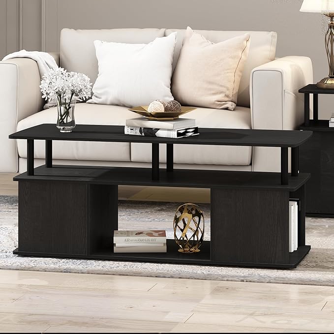 Furinno JAYA TV Stand for TVs up to 50 Inch with Open Storage, Blackwood