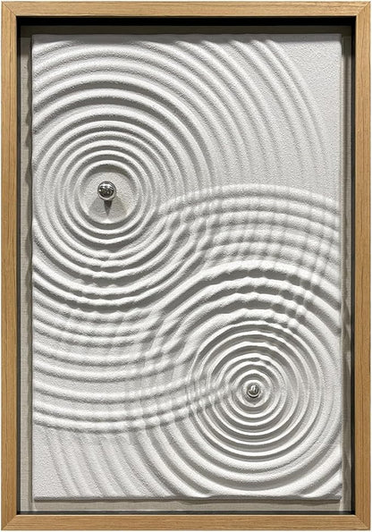 BrightA Modern Wave Texture Wood Wall Art with Silver Metal Sphere, Light Gray 3D Carved Panel for Living Room Bedroom Office Decor 27.5"x39.4"