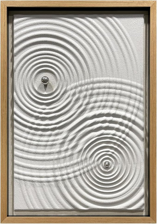 BrightA Modern Wave Texture Wood Wall Art with Silver Metal Sphere, Light Gray 3D Carved Panel for Living Room Bedroom Office Decor 27.5"x39.4"