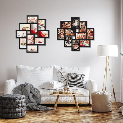 QUTREY 2 Pack 10 Opening 4x6 Collage Picture Frames Set for Wall Decor, Multiple Picture Frames Displays 4 by 6 Inch Photos，Black 4x6 Frames for Family Office Christimas Mother's Day
