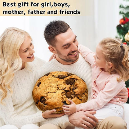Unittype 4 Pcs 13.4" Chocolate Chip Cookie Pillows Round Throw Pillow Plush 3D Digital Print Funny Food Shaped Soft Stuffed Seat Pad Cushion for Bedroom Couch Sofa Chair Floor Decor Gifts